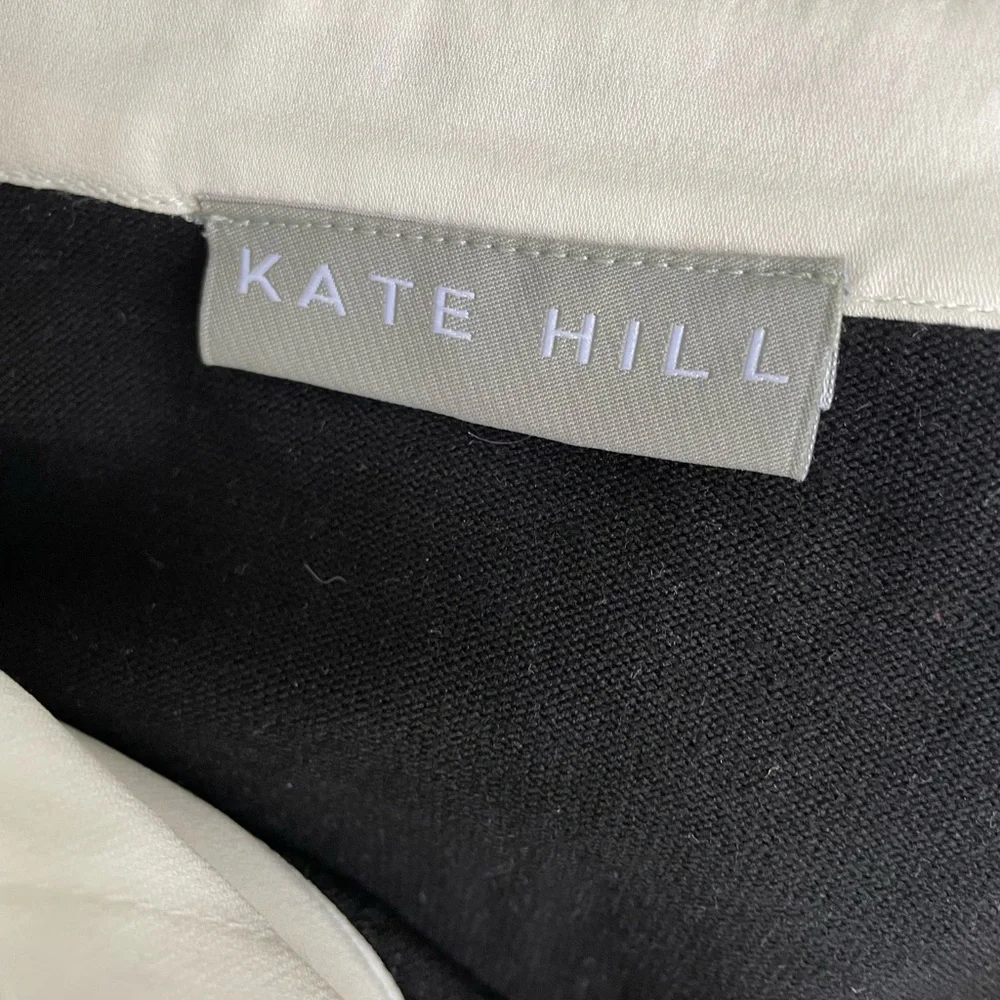 Kate Hill Black V-Neck Silk Blend Knit Sweater Shirt size M - Picture 4 of 7